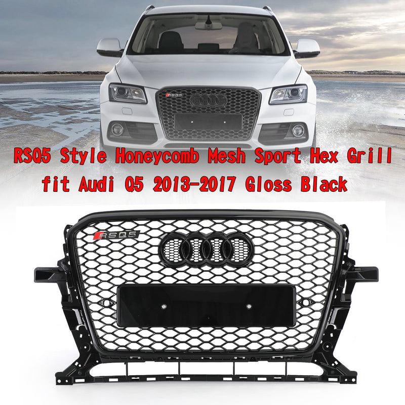 Audi Q5 2013-2017 Honeycomb Grill RSQ5 Style Mesh Sport Hex Grill Gloss Black Generic