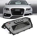 RS4 Style Mesh Front Bumper Grille Grill Fit Audi A4 S4 2013-2016 Gloss Black