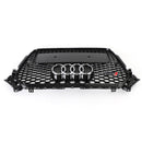 RS4 Style Mesh Front Bumper Grille Grill Fit Audi A4 S4 2013-2016 Gloss Black