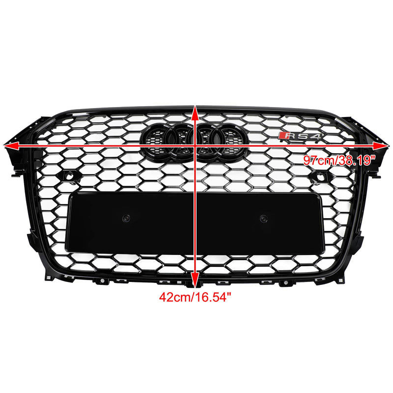 2013-2016 Audi A4 S4 RS4 Style Mesh Front Bumper Grille Grill Gloss Black Generic