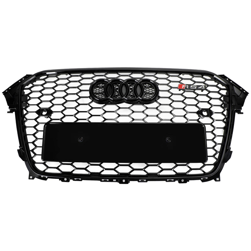 2013-2016 Audi A4 S4 RS4 Style Mesh Front Bumper Grille Grill Gloss Black