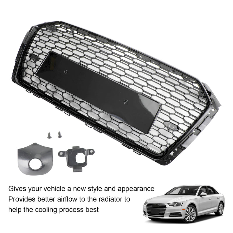 2017-2019 Audi A4/S4 B9 Black RS4 Style Honeycomb Mesh Hex Grille Grill Generic