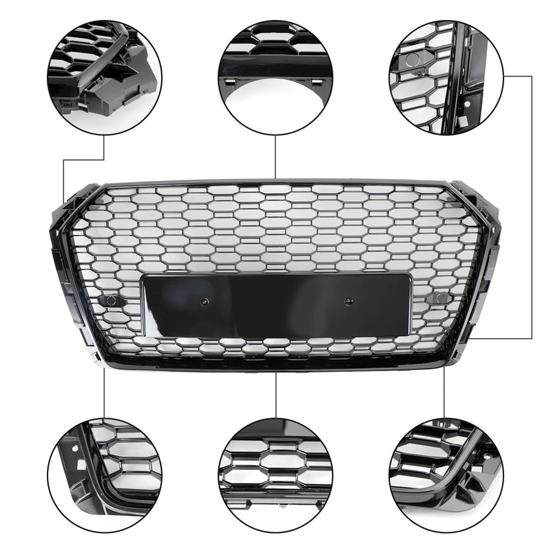 2017-2019 Audi A4/S4 B9 Black RS4 Style Honeycomb Mesh Hex Grille Grill Generic