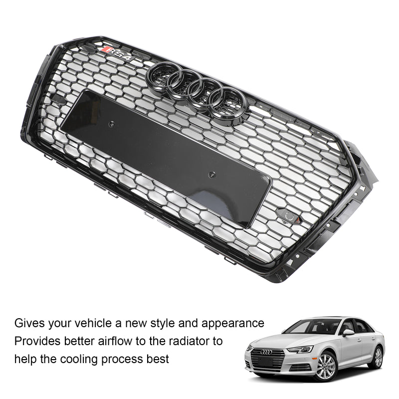 2017-2018 Audi A4/S4 Black Honeycomb RS4 Style Mesh Hex Grill Replacement Generic