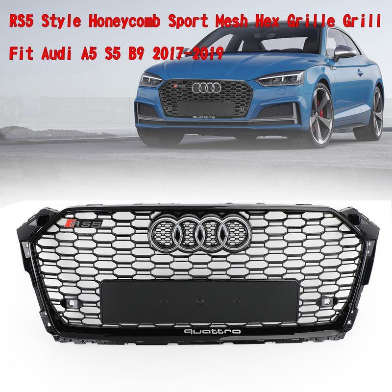 2017 2018 2019 Audi A5 S5 Honeycomb Grill Replacement RS5 Style Sport Mesh Hex Grille Generic