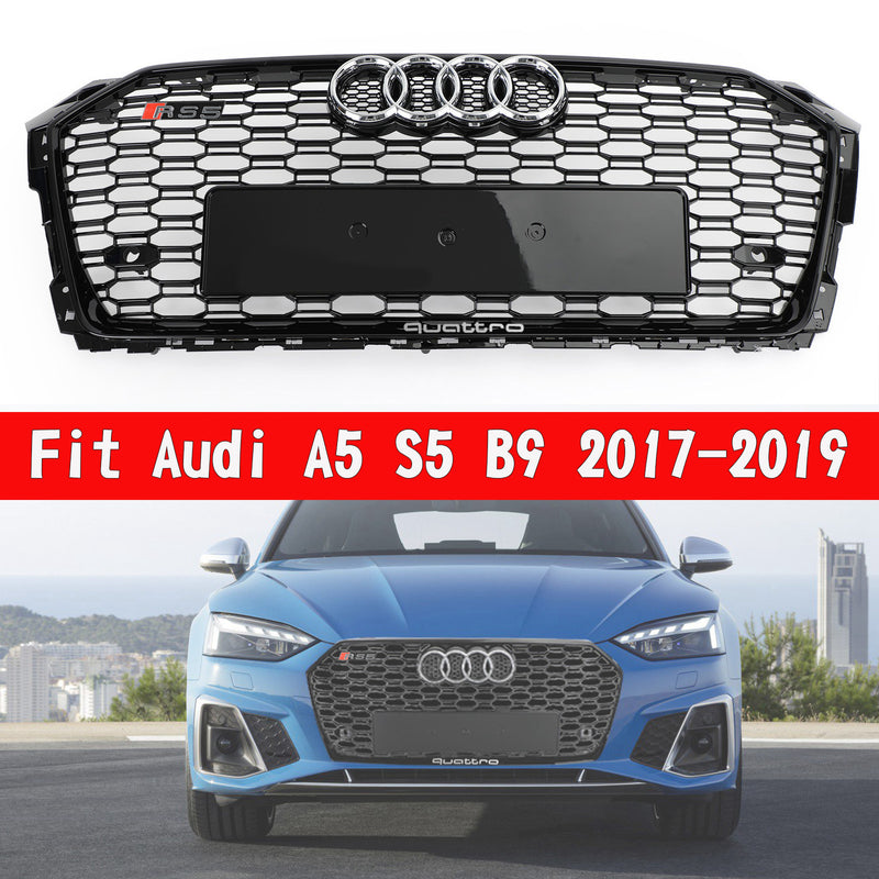 17-19 Audi A5 S5 B9 RS5 Style Honeycomb Sport Mesh Hex Grille Grill 8W6-853-651-AB-FUQ