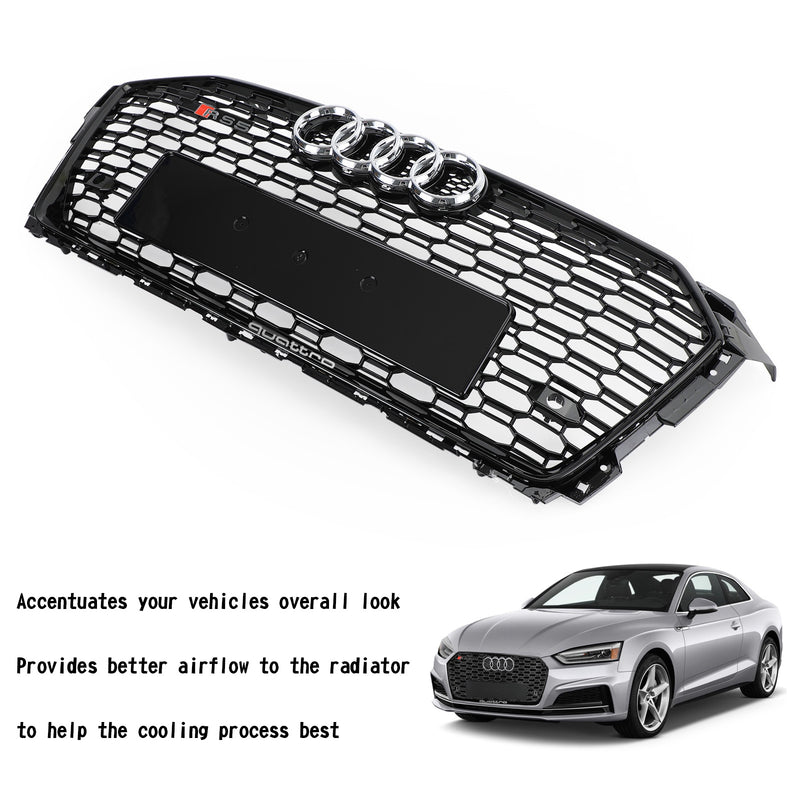 17-19 Audi A5 S5 B9 RS5 Style Honeycomb Sport Mesh Hex Grille Grill 8W6-853-651-AB-FUQ