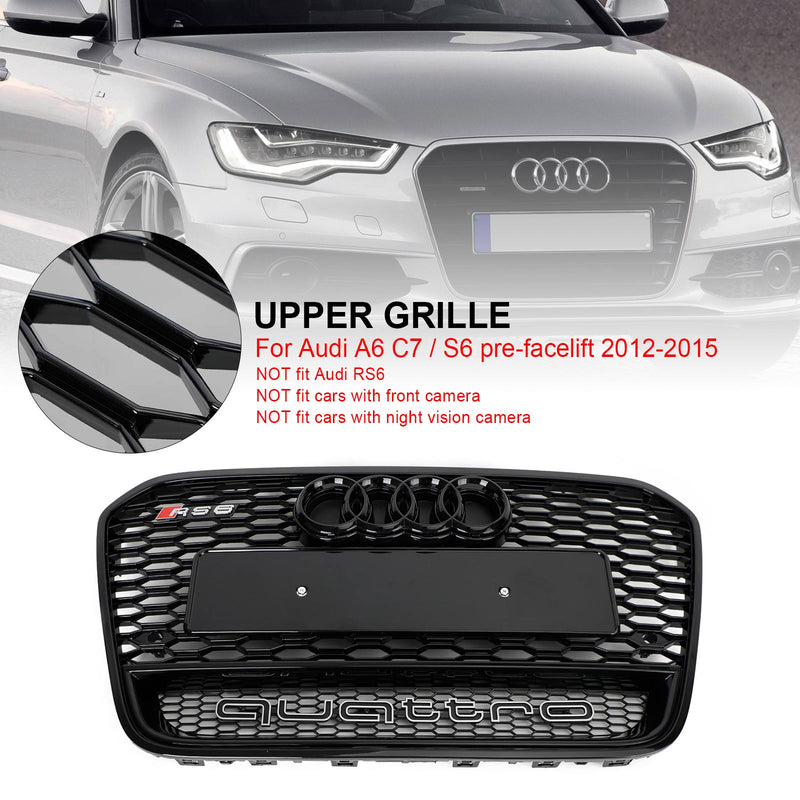 2012-2015 Audi A6 S6 C7 RS6 Style Front Mesh Honeycomb replacement Grille Grill