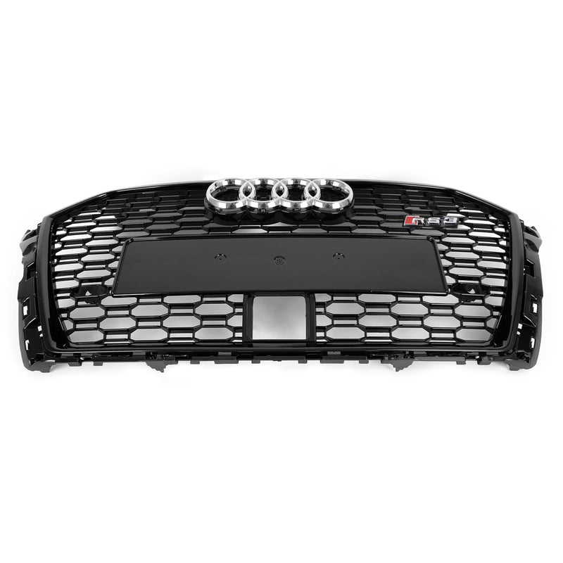 2017-2019 Audi A3 S3 Grill Replacement RS3 Style Honeycomb Front Grill With ACC Gloss Black Generic
