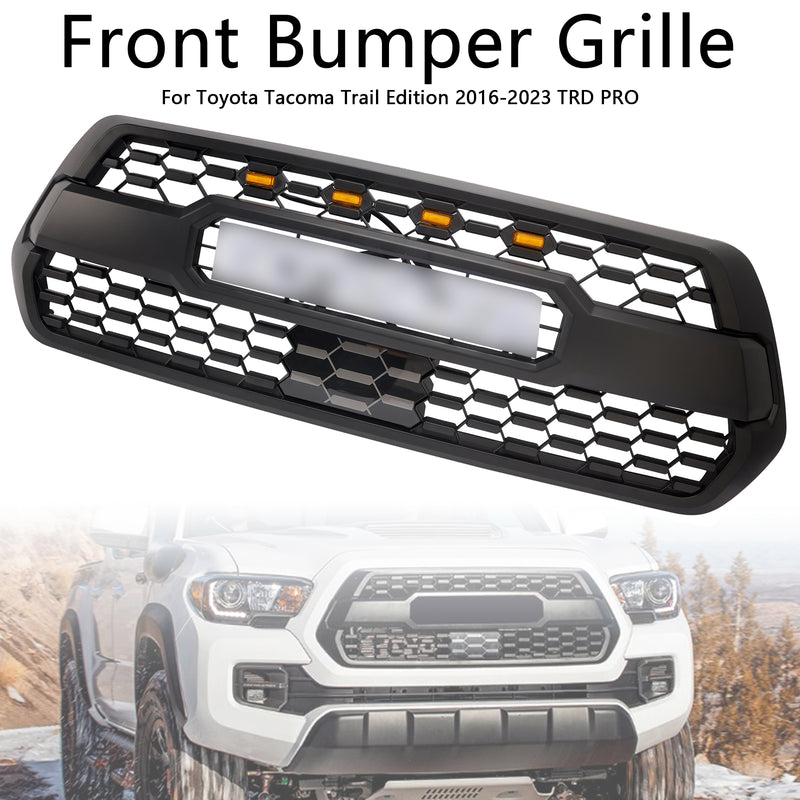 Toyota Tacoma 2016-2023 TRD PRO Style Grille Front Bumper Grill With RGB Color LED Light UP Letter