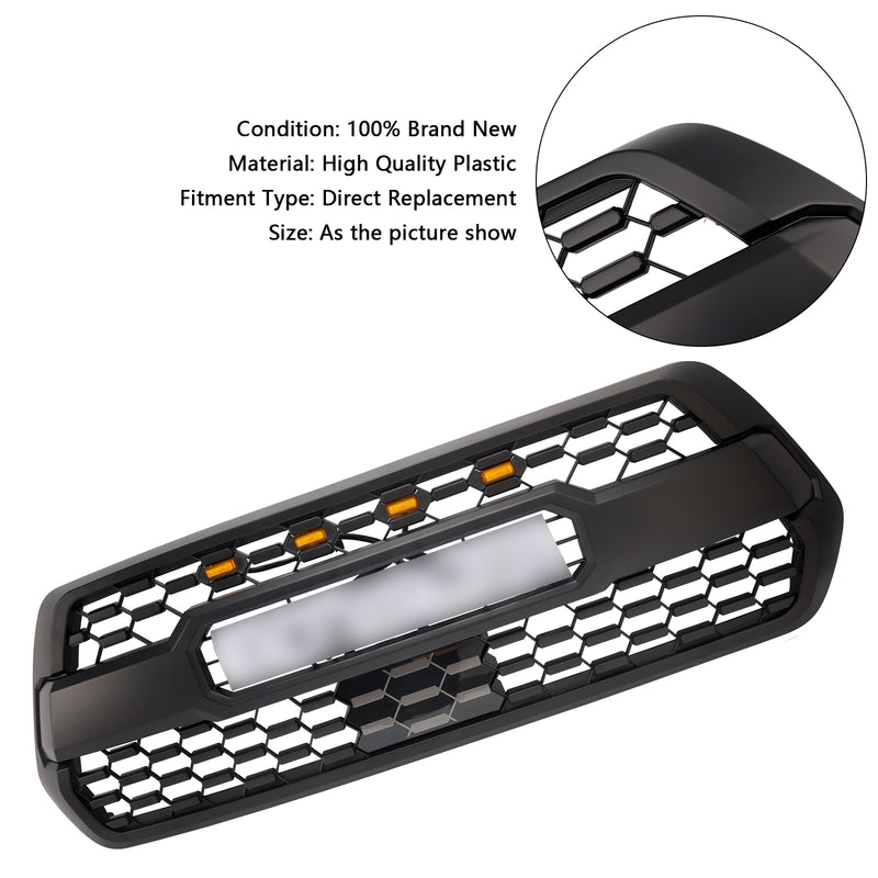 Toyota Tacoma 2016-2023 TRD PRO Style Grille Front Bumper Grill With RGB Color LED Light UP Letter