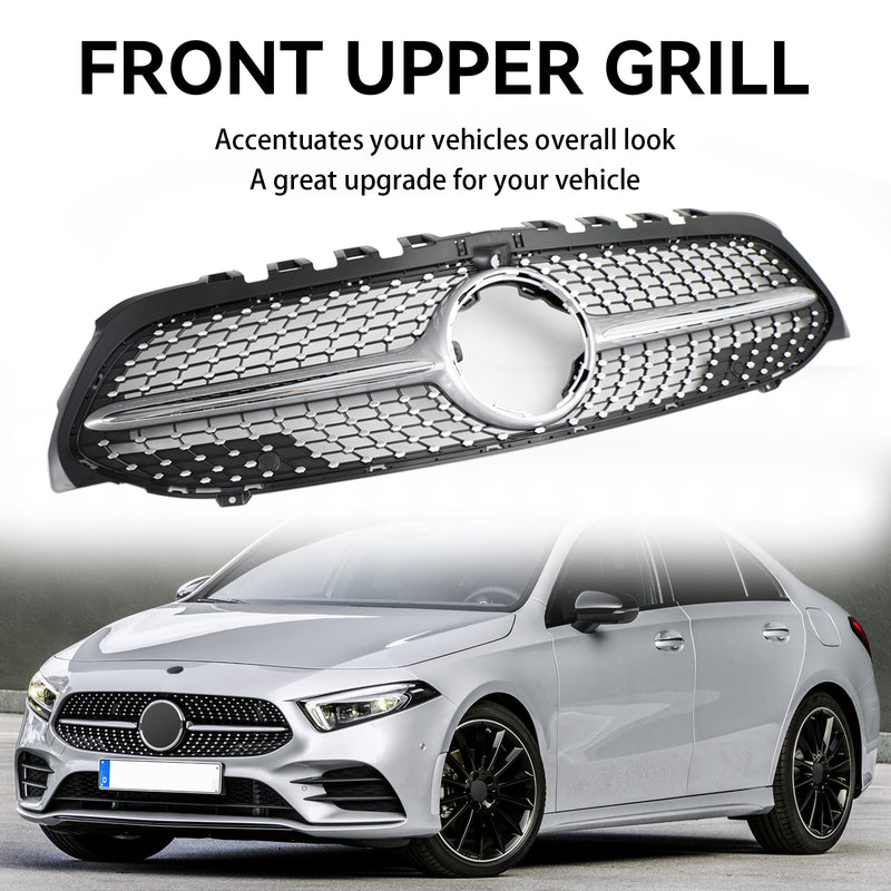 19-23 Benz W177 A-CLASS Diamond Front Bumper Black/Chrome Grill
