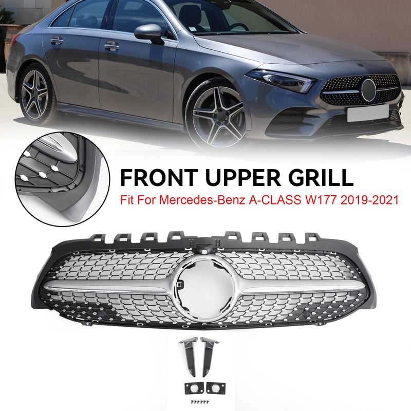 19-23 Benz W177 A-CLASS Diamond Front Bumper Black/Chrome Grill