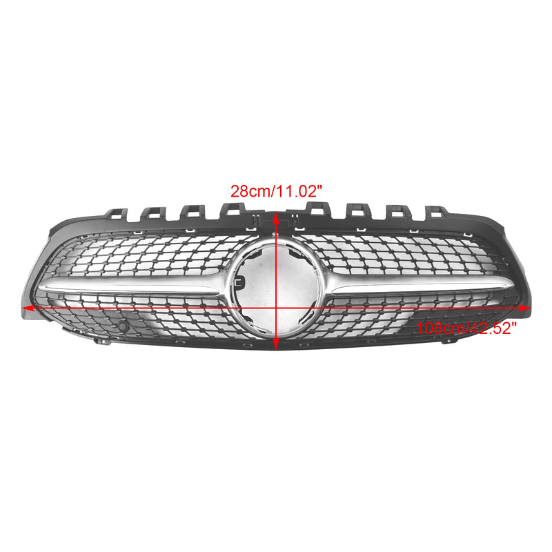 Diamond Front Bumper Grille Grill Fit Mercedes Benz A-Class W177 2019-2023 Black