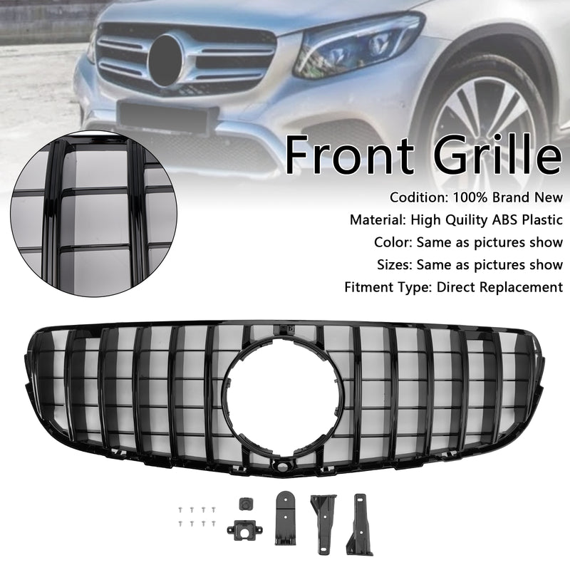 GT Style Front Bumper Grill Grille Fit Mercedes Benz GLC X253 C253 2015-2019