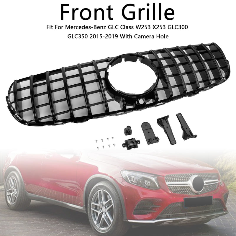 GT Style Front Bumper Grill Grille Fit Mercedes Benz GLC X253 C253 2015-2019