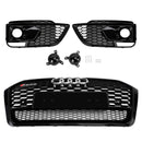 18-20 Audi Q5 SQ5 RSQ5 Front Honeycomb Mesh Grill + Fog Lamp Grille Generic