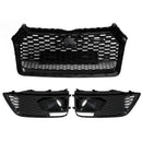2018-2020 Audi Q5 SQ5 RSQ5 Front Honeycomb Mesh Grill + Fog Lamp Grille
