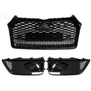 18-20 Audi Q5 SQ5 RSQ5 Front Honeycomb Mesh Grill + Fog Lamp Grille Generic