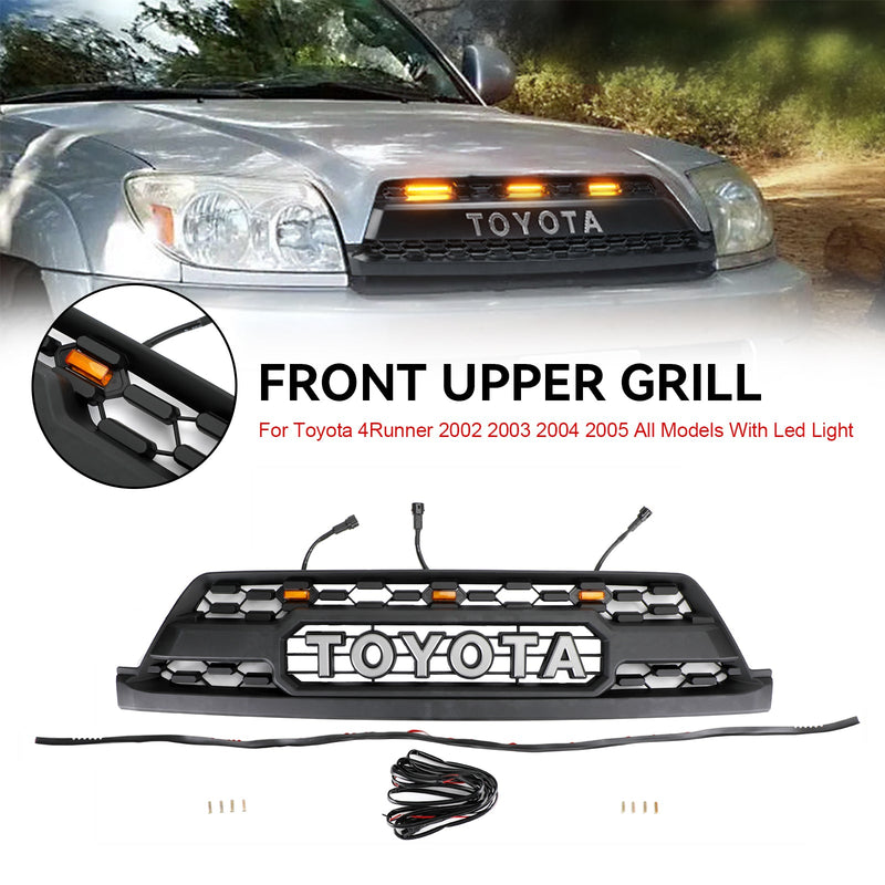 02-05 Toyota 4Runner TRD PRO Style Front Bumper Grille Grill With Amber Lights + Toyota Letter
