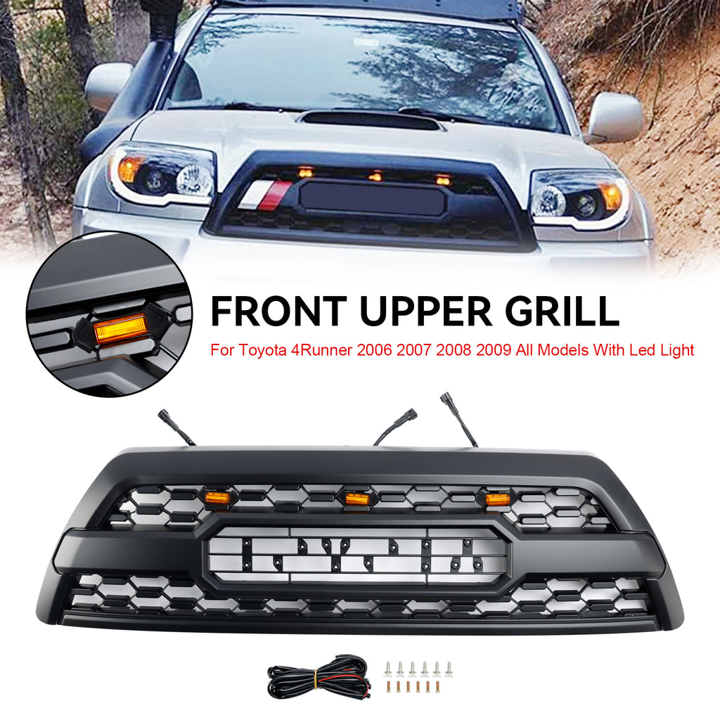 Front Bumper Upper Grille For 2006-2009 Toyota 4Runner – Black Mesh, Direct Fit