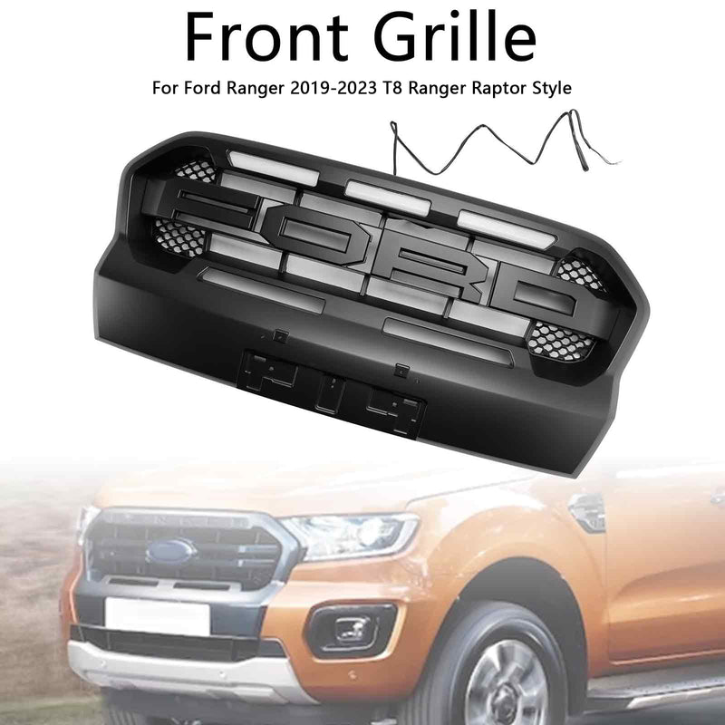 Raptor Style Front Bumper Grille Grill Fit Ford Ranger 2019-2023 T8 W/LED