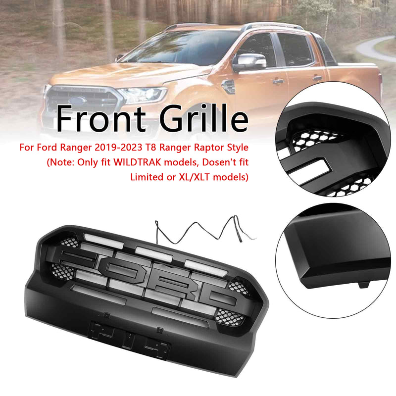 Raptor Style Front Bumper Grille Grill Fit Ford Ranger 2019-2023 T8 W/LED