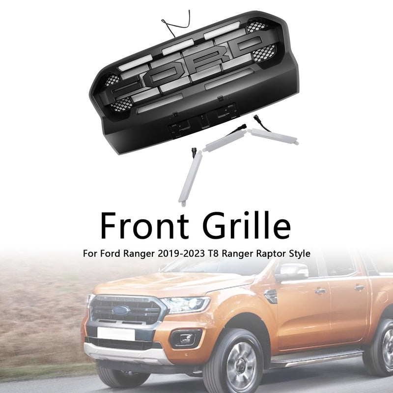 Raptor Style Front Bumper Grille Grill Fit Ford Ranger 2019-2023 T8 W/LED