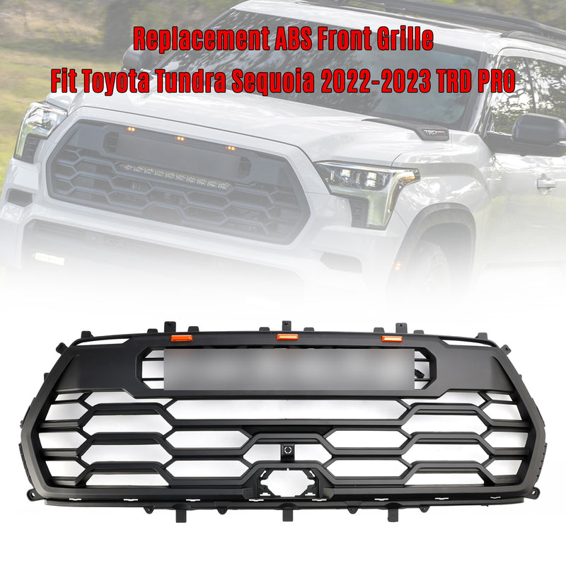 2022-2023 Toyota Tundra Sequoia TRD PRO Front Bumper Grill Grille + Amber Lights + Toyota Letter