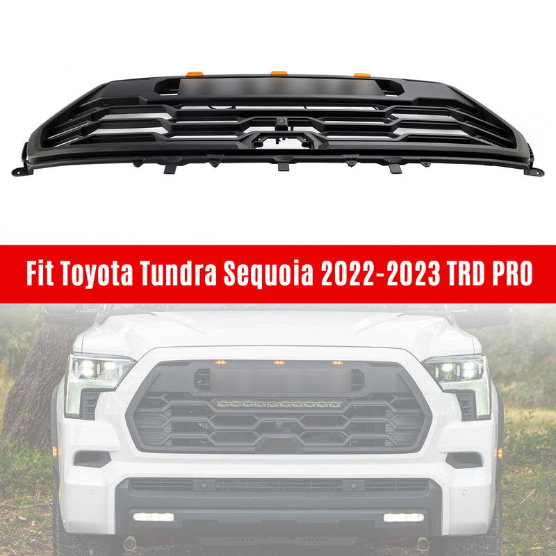 2022-2023 Toyota Tundra Sequoia TRD PRO Front Bumper Grill Grille + Amber Lights + Toyota Letter