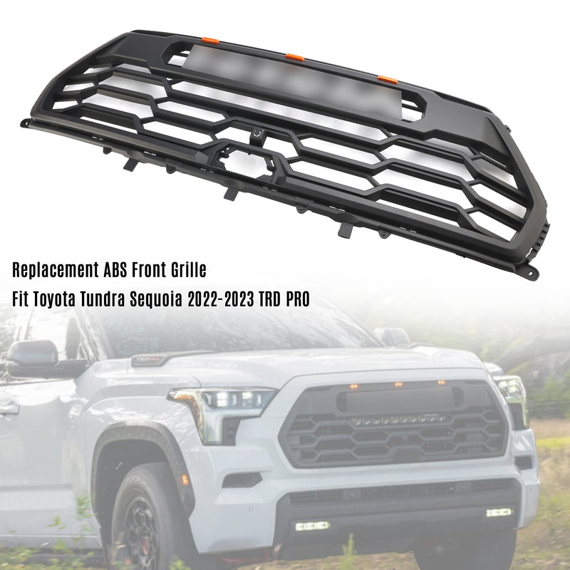2022-2023 Toyota Tundra Sequoia TRD PRO Front Bumper Grill Grille + Amber Lights + Toyota Letter