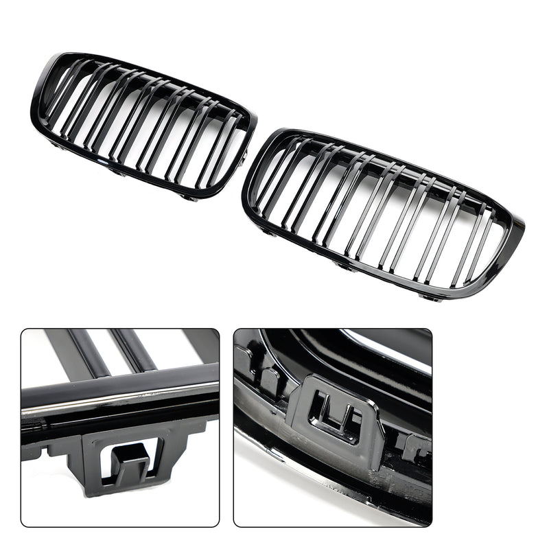 BMW 2 Series F45 F46 2018-2021 2PCS Gloss Black Front Kidney Grill Grille