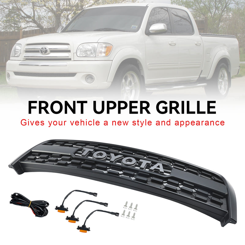 2003-2006 Toyota Tundra W/Light + Toyota Letter Matte Black Front Bumper Grill Grille