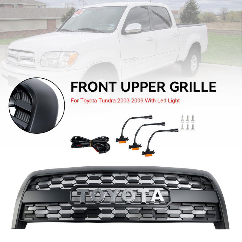 Toyota Tundra 2003-2006 W/Light Matte Black Front Bumper Grill Grille