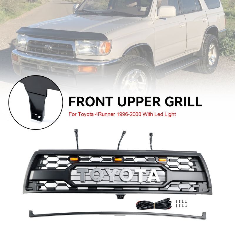 1996-2000 Toyota 4Runner Front Bumper Grill Grille + Matte Black + Lights + Toyota Logo