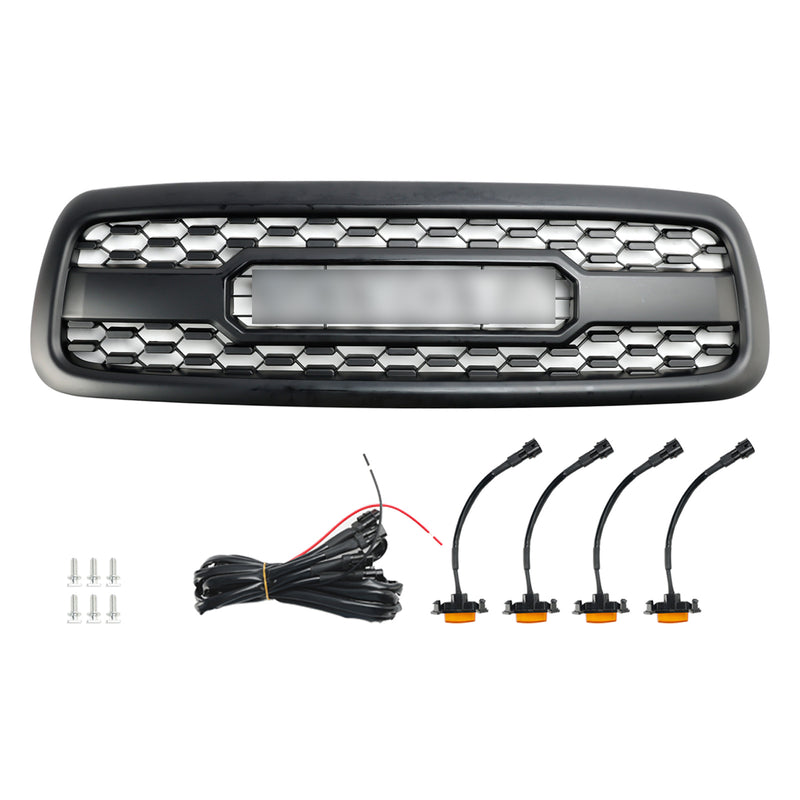 2001-2004 Toyota Sequoia Matte Black Front Bumper Grill Grille W/Lights
