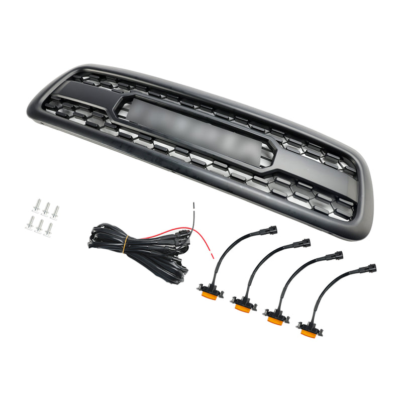 2001-2004 Toyota Sequoia Matte Black Front Bumper Grill Grille W/Lights
