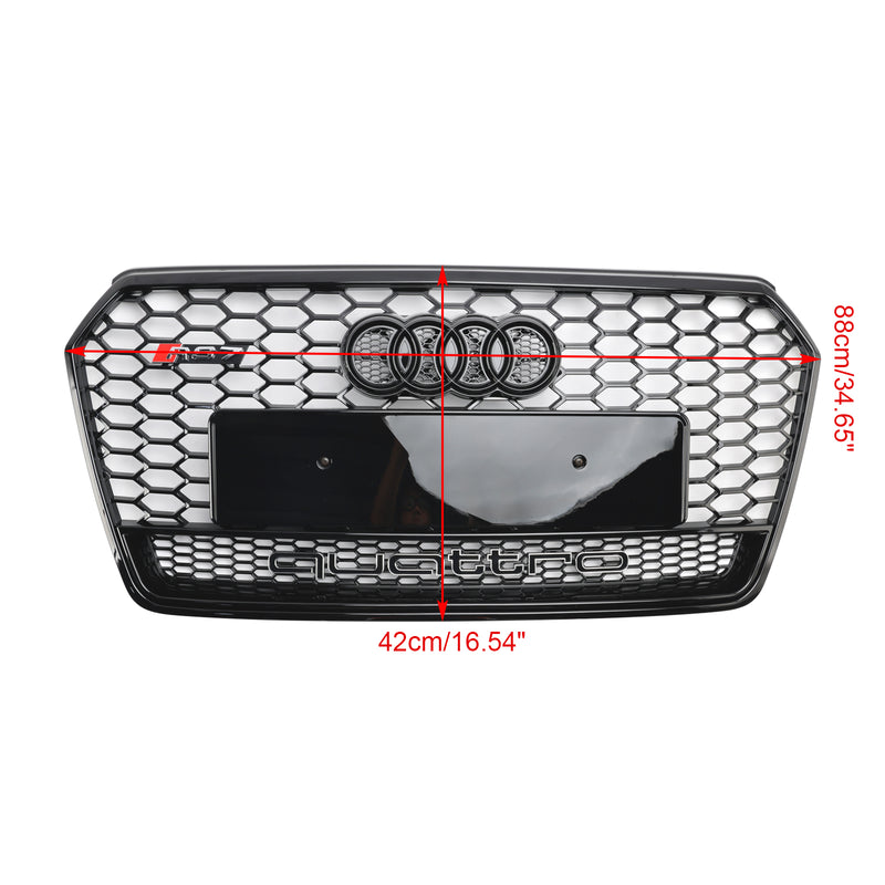 RS7 Style Honeycomb Front Bumper Grill Grille Fit Audi A7 C7 S7 2016-2018 Black