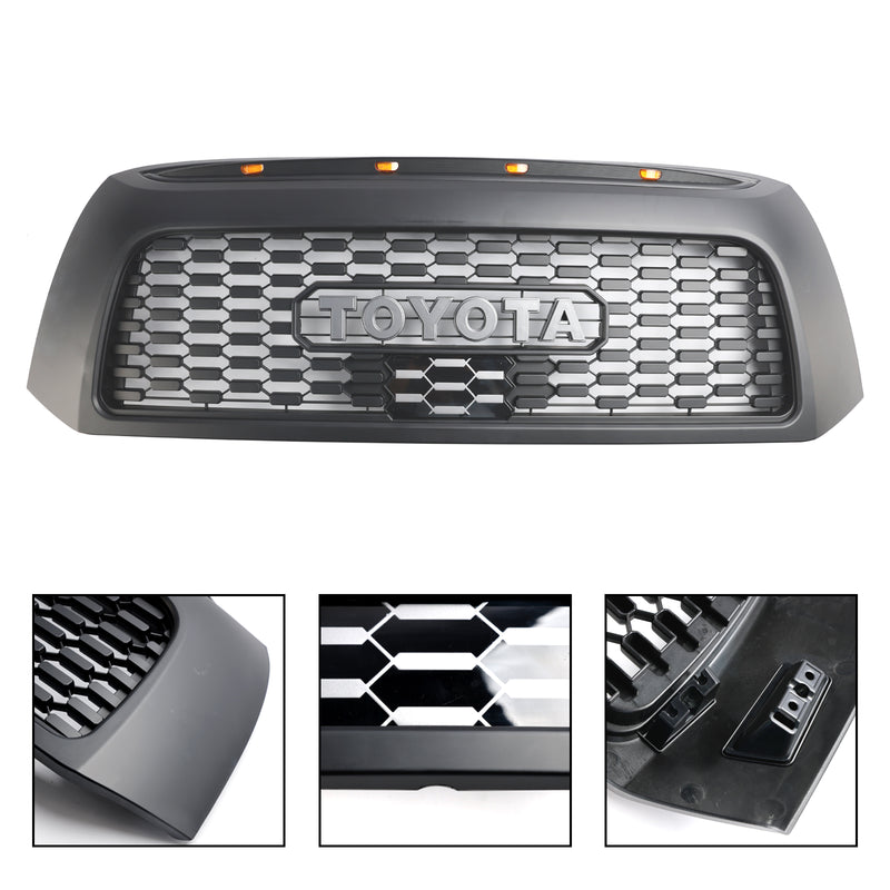 2006-2013 Toyota Tundra TRD PRO Black Honeycomb Front Bumper Grill Grille With LED