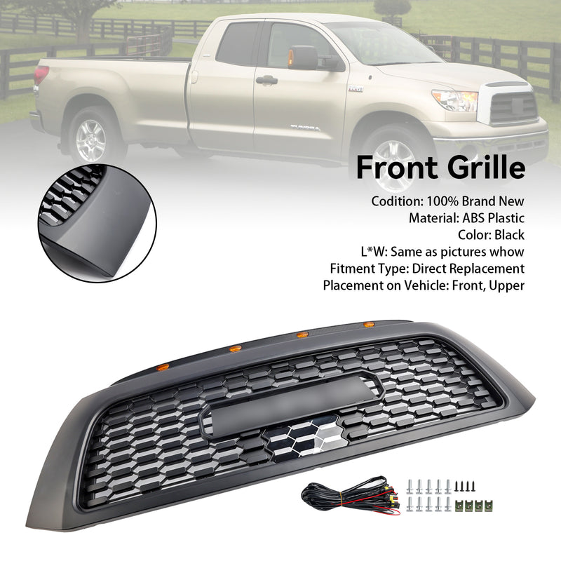 2006-2009 Toyota Tundra TRD PRO Black Honeycomb Front Bumper Grill Grille With LED
