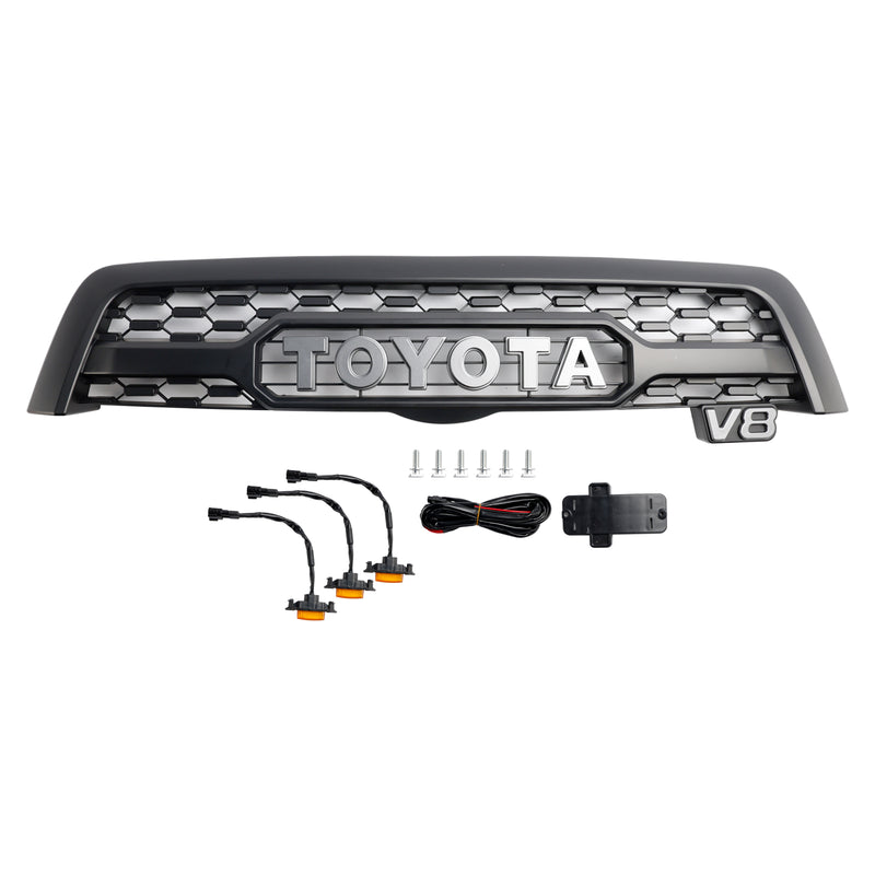 2005 2006 2007 Toyota Sequoia V8 Matte Black Front Bumper Grill Grille W/ Led Light