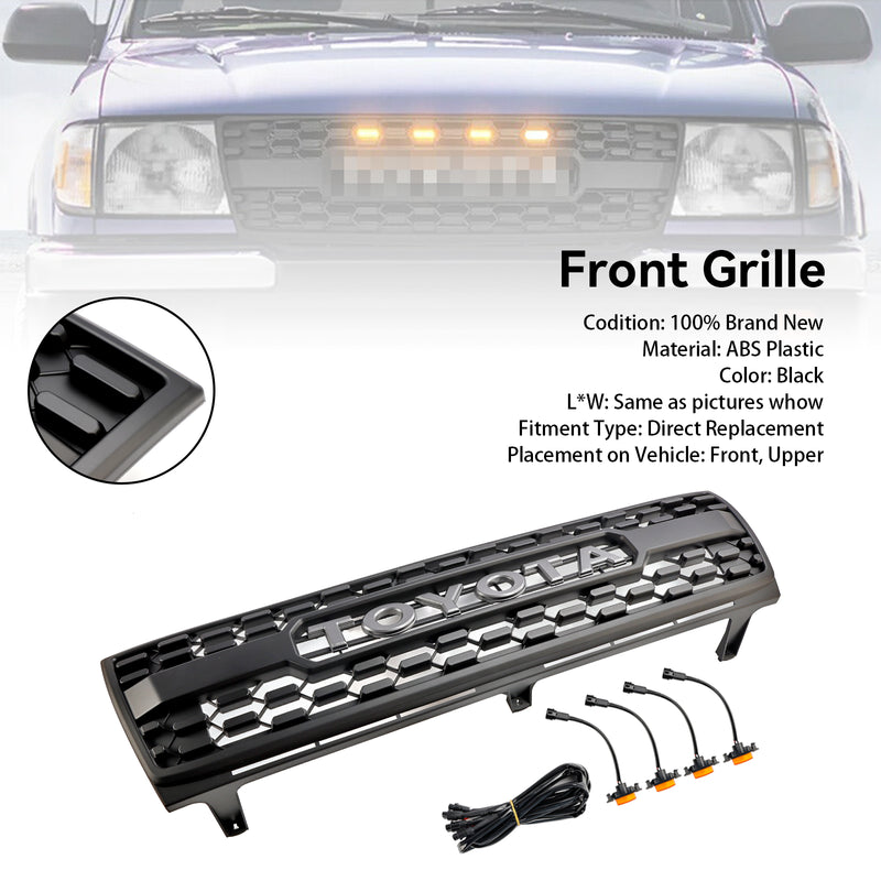 Honeycomb Front Bumper Grill Grille Fit Toyota Tacoma 1997-2000 TRD PRO With LED Lights