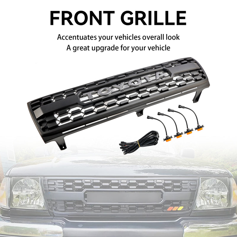 1997-2000 Toyota Tacoma TRD PRO Honeycomb Front Bumper Grill Grille With LED light