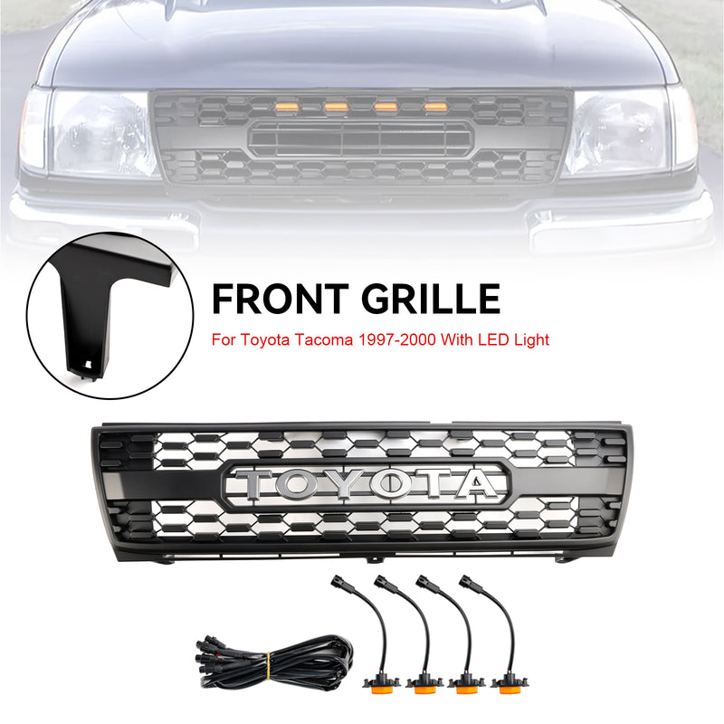 Honeycomb Front Bumper Grill Grille Fit Toyota Tacoma 1997-2000 TRD PRO With LED Lights