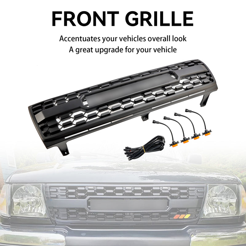 1997-2000 Toyota Tacoma TRD PRO Honeycomb Front Bumper Grill Grille With LED light