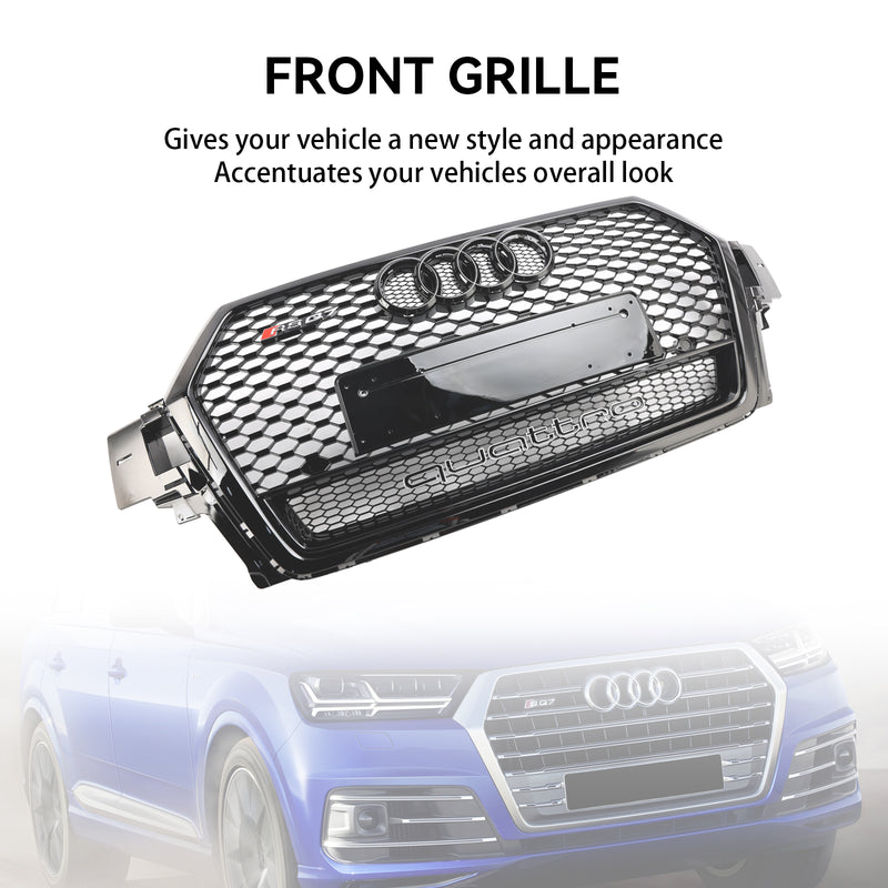 2016-2019 Audi Q7 Gloss Black Front Bumper Radiator Vent Mesh Grille Grill