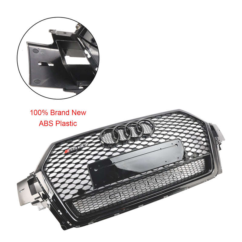 2016-2019 Audi Q7 Gloss Black Front Bumper Radiator Vent Mesh Grille Grill