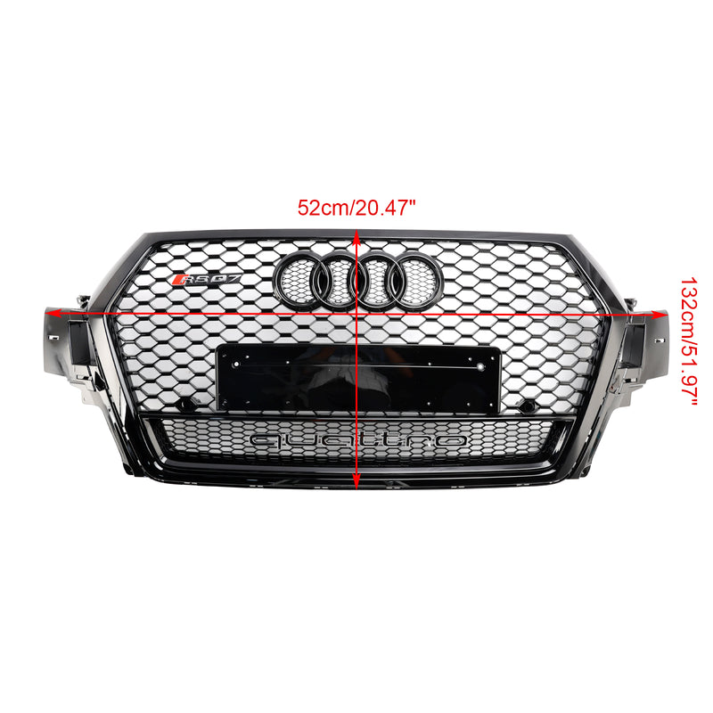 2016-2019 Audi Q7 Gloss Black Front Bumper Radiator Vent Mesh Grille Grill