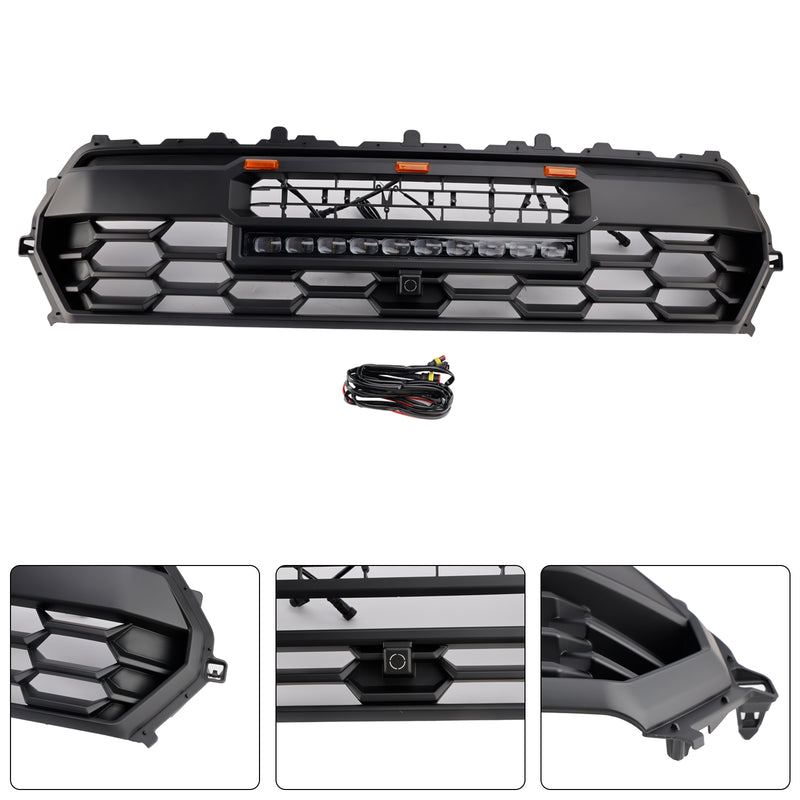 Black Front Bumper Grille Grill Fit Toyota Tacoma 2024+ With Led & Light Bar