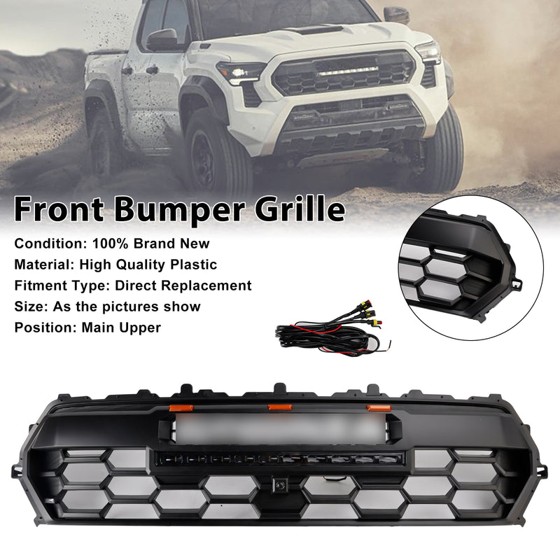 2024 Toyota Tacoma Black Front Bumper Grille Grill With Led & Light Bar & Letter